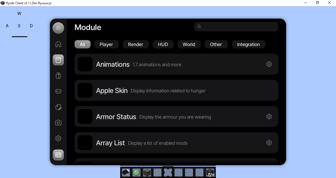 Ryoiki Module list screenshot